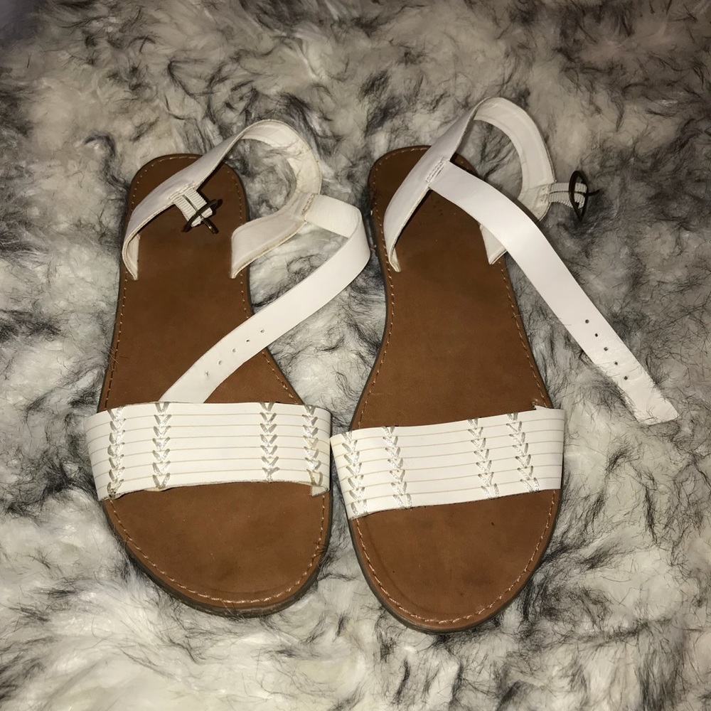 White ankle strapped sandals